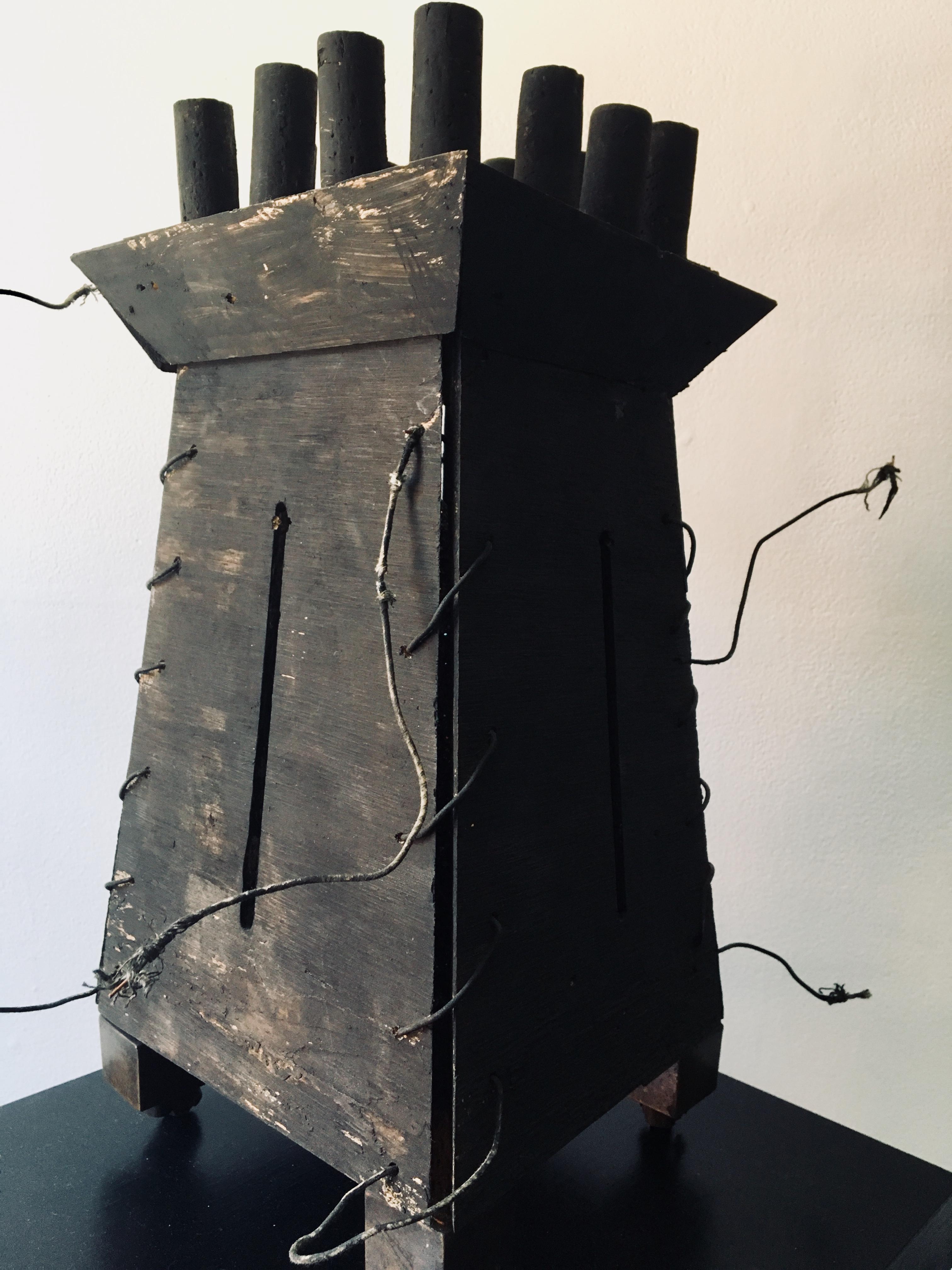 Kelly Bugden + Van Wifvat Abstract Sculpture - Abstract wood Sculpture: "Fortress'