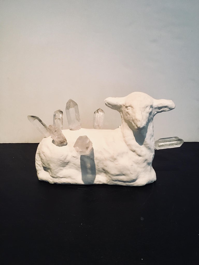 Kelly Bugden + Van Wifvat Figurative Sculpture - Abstract Lamb & Crystal Sculpture: 'Lamb Crystal'