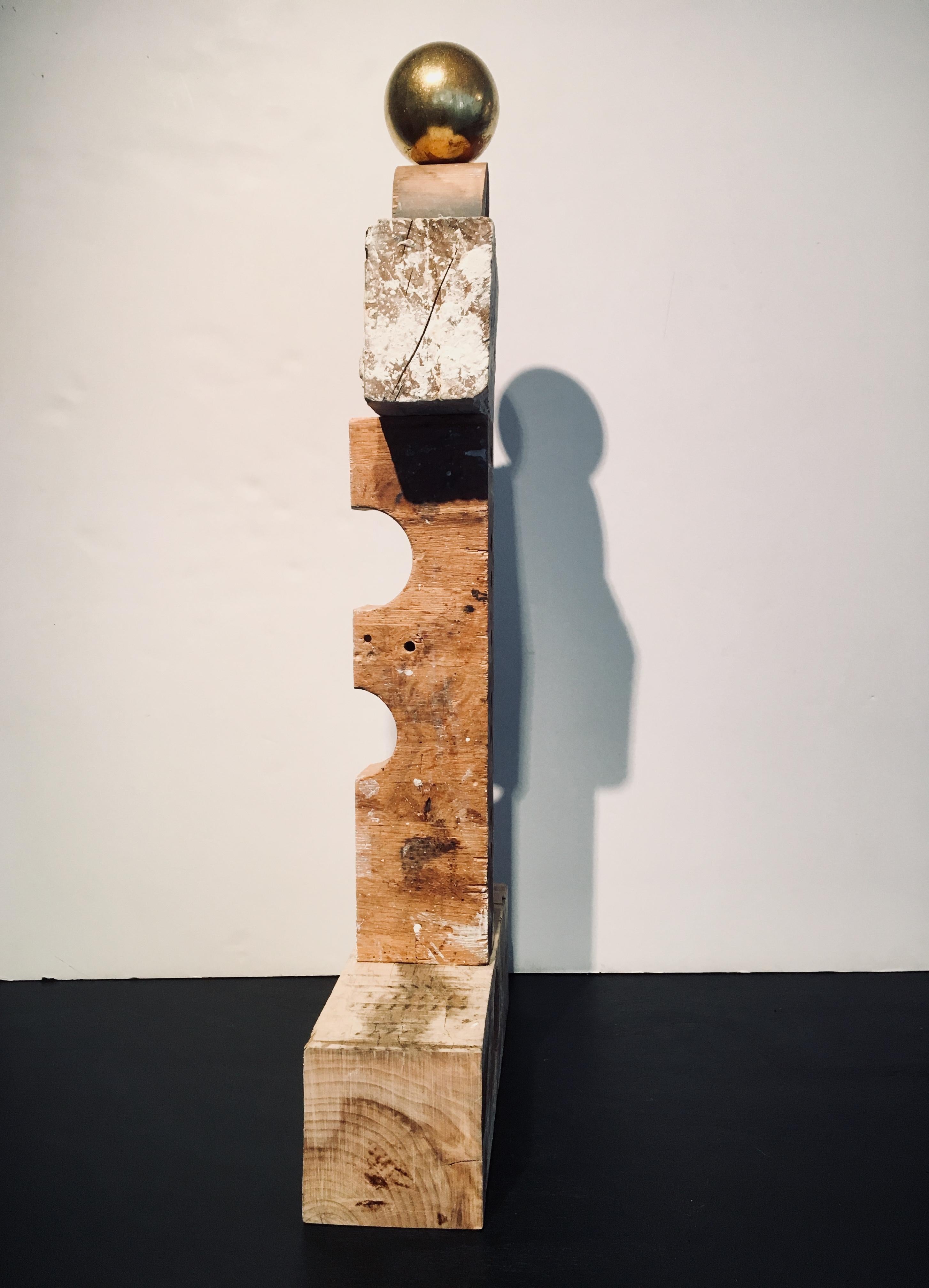 Abstract wood Sculpture: 'Rig I' - Brown Abstract Sculpture by Kelly Bugden + Van Wifvat