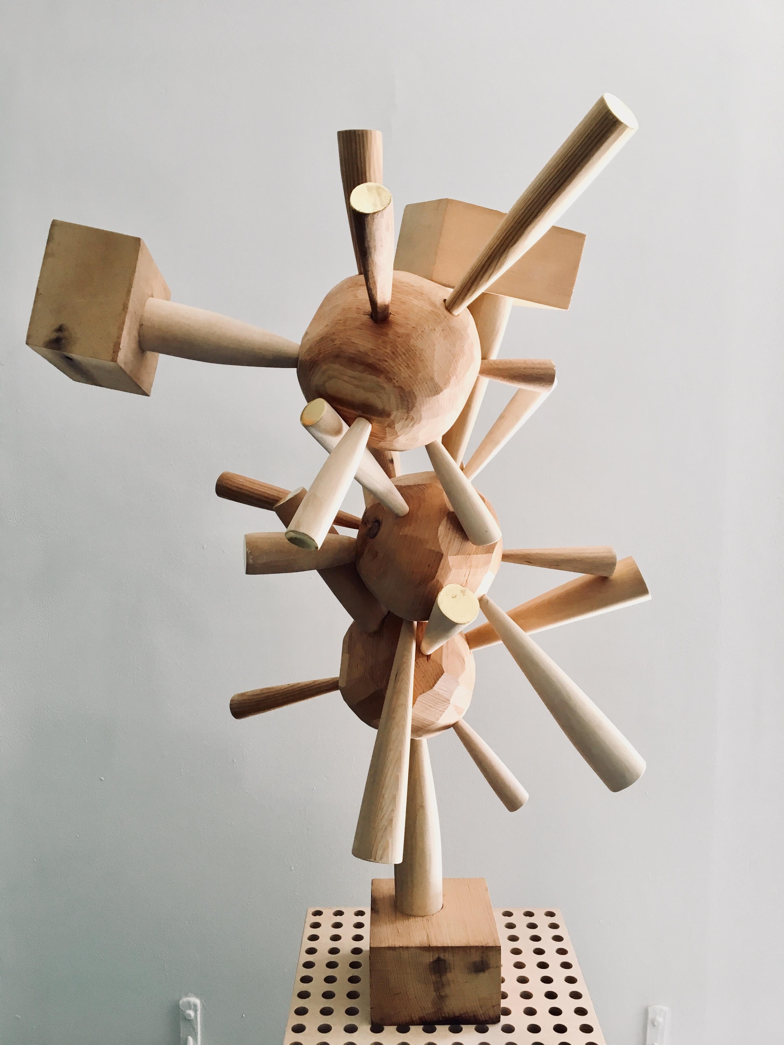 Kelly Bugden + Van Wifvat Abstract Sculpture - Abstract wood Sculpture: "Untitled" 