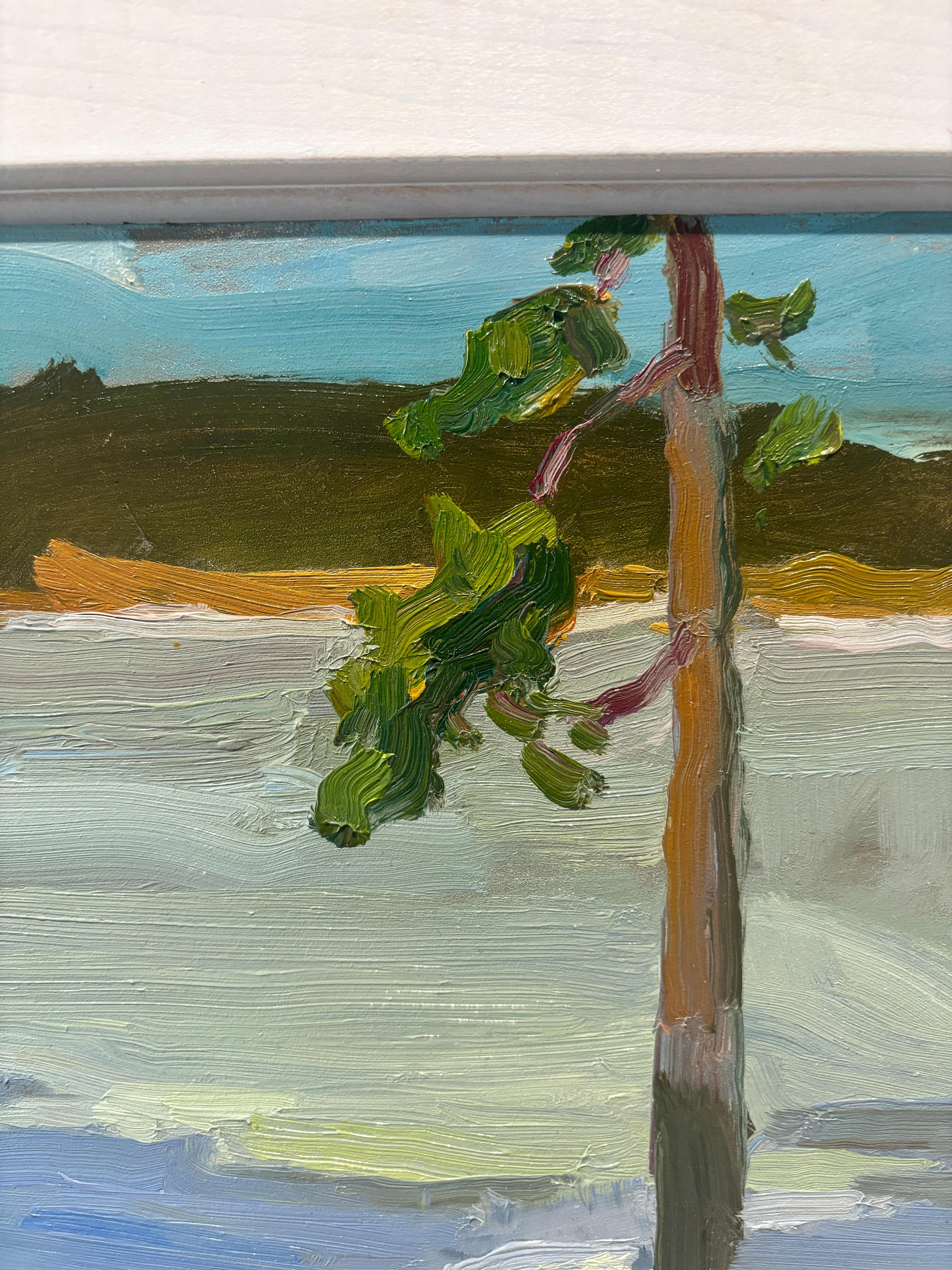 Un dipinto a olio dell'artista americana Kelly Carmody. Dipinto en-plein-air nel Vermont, uno stagno si è ghiacciato. Un singolo albero si erge dritto, ornato da un paio di rami verdi. 

Incorniciato in una semplice cornice bianca