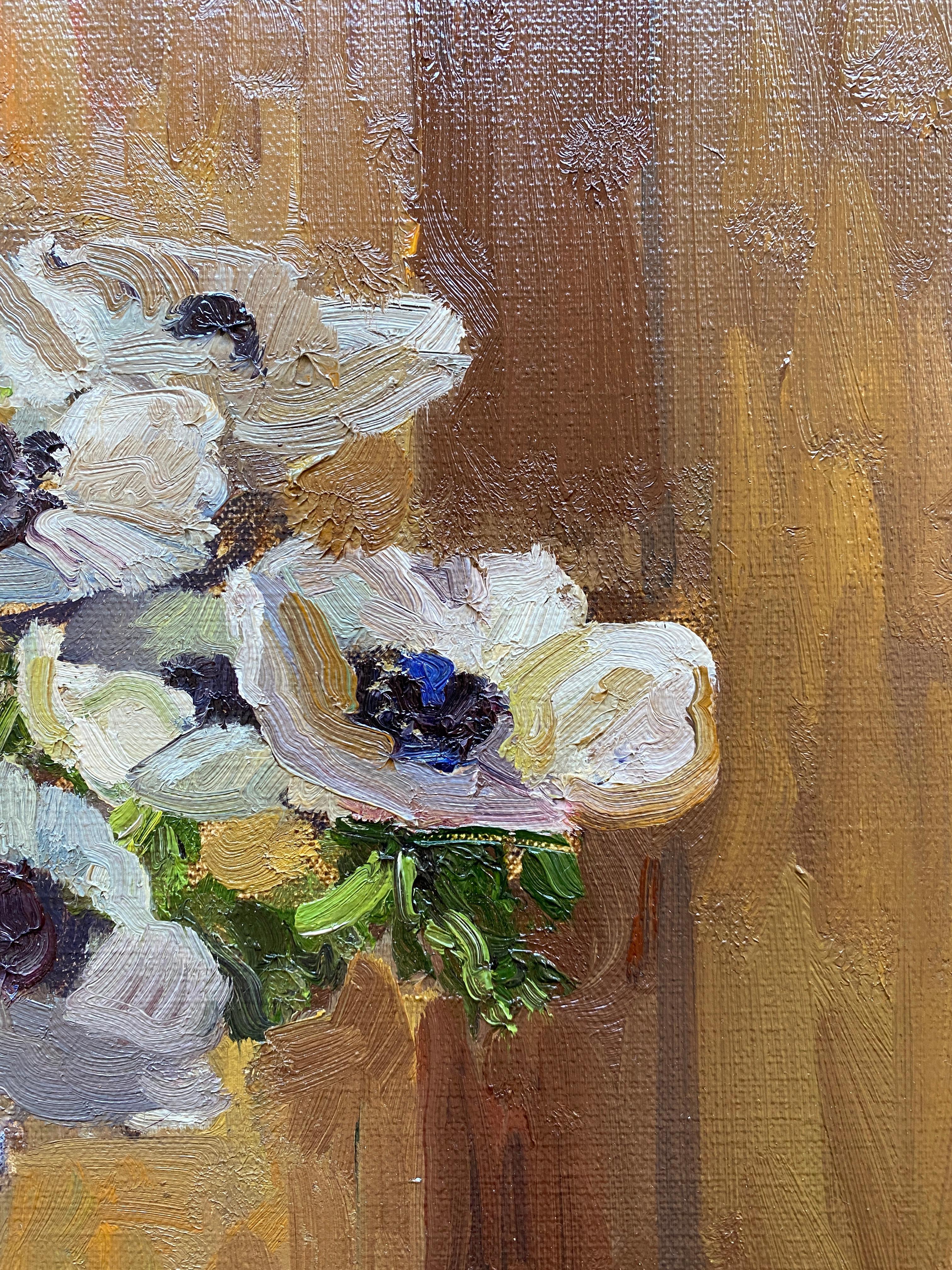 Lie Round Eye in the Still Below - Brown Still-Life Painting by Kelly Carmody