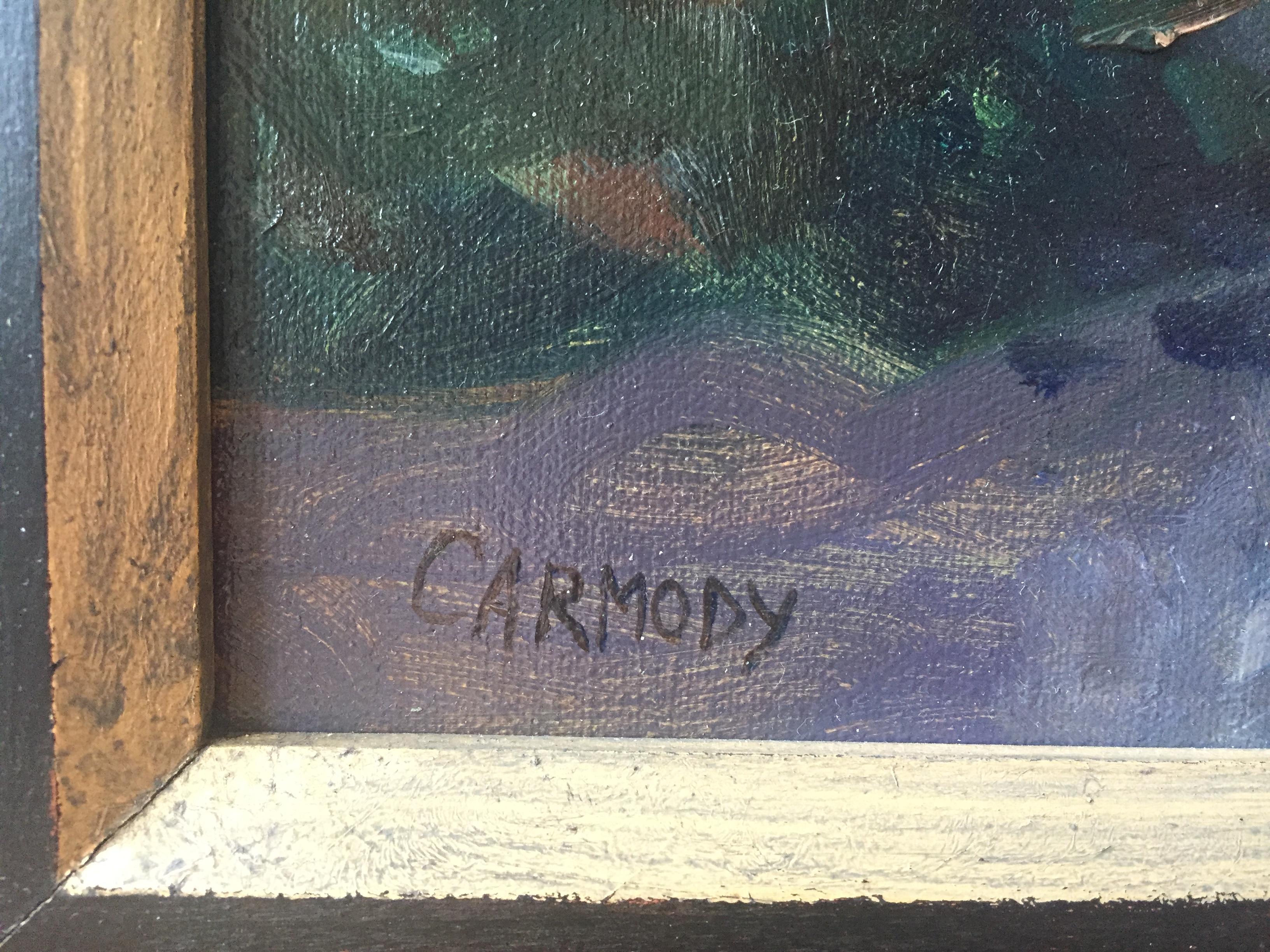 Blooms Garden - Black Still-Life Painting by Kelly Carmody