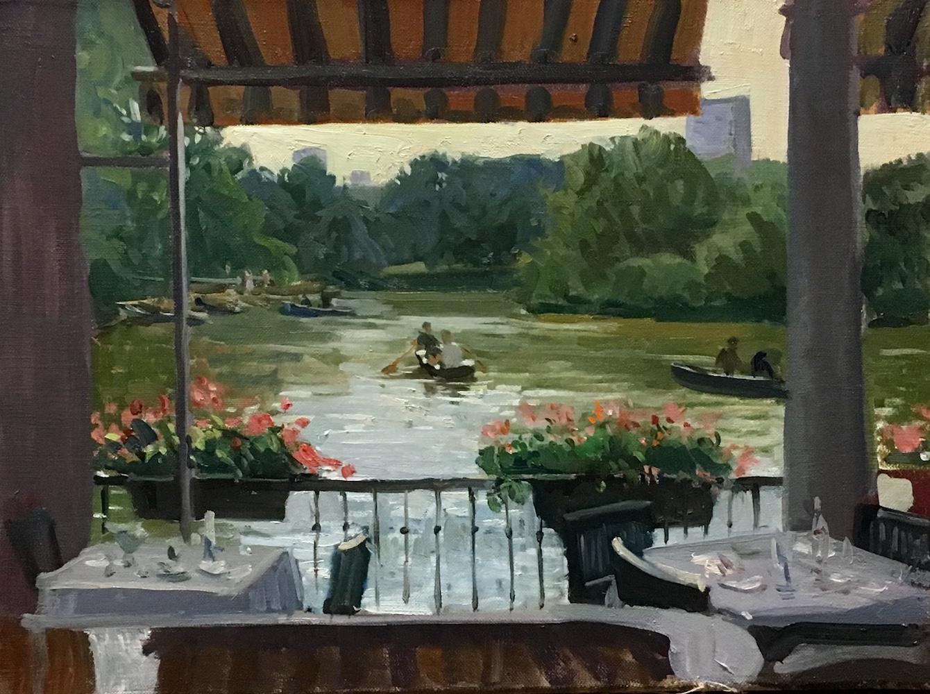 Kelly Carmody Landscape Painting - Central Park Boathouse