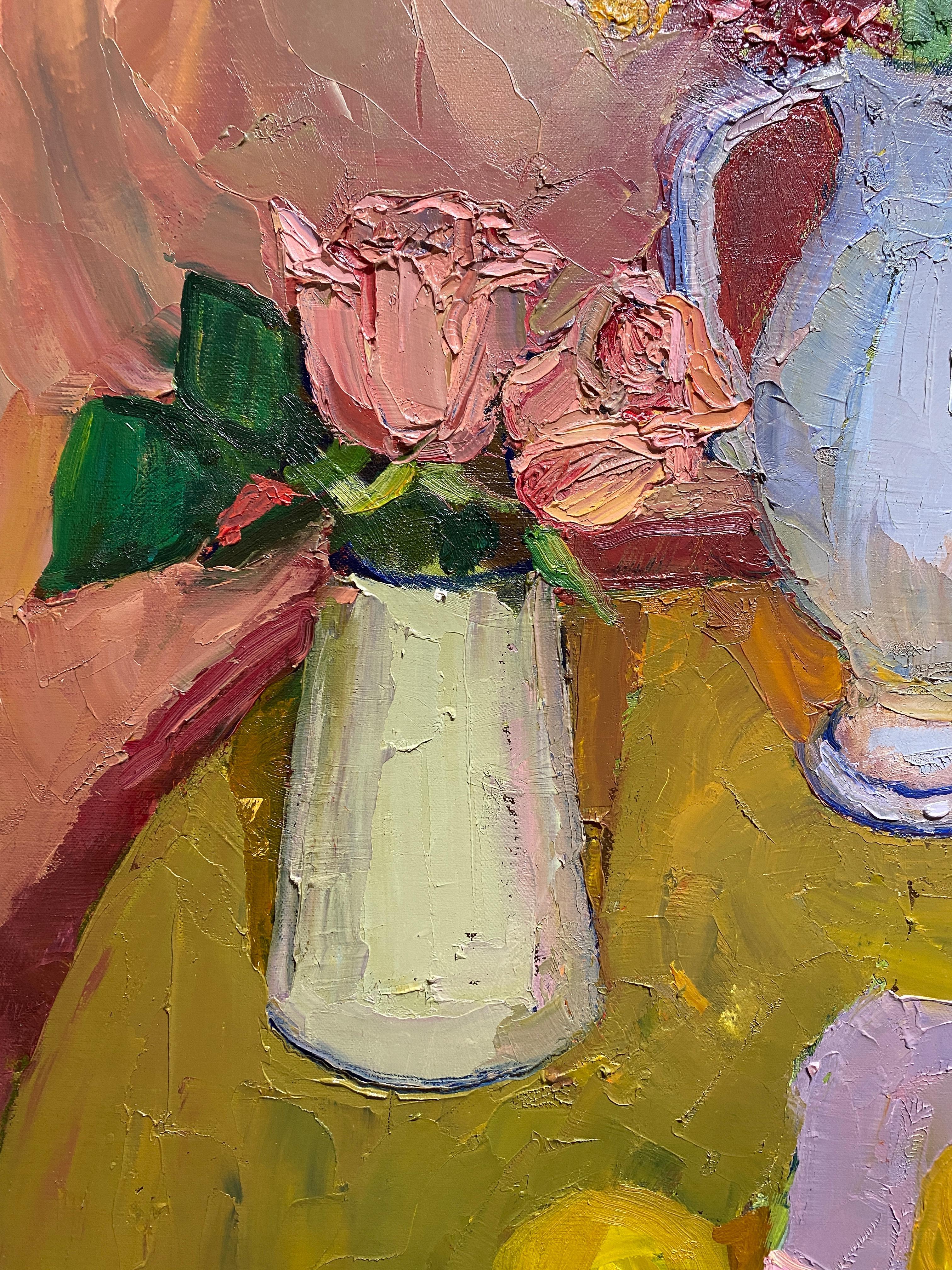 Include the Smell of Roses (After Gilies) - Brown Still-Life Painting by Kelly Carmody