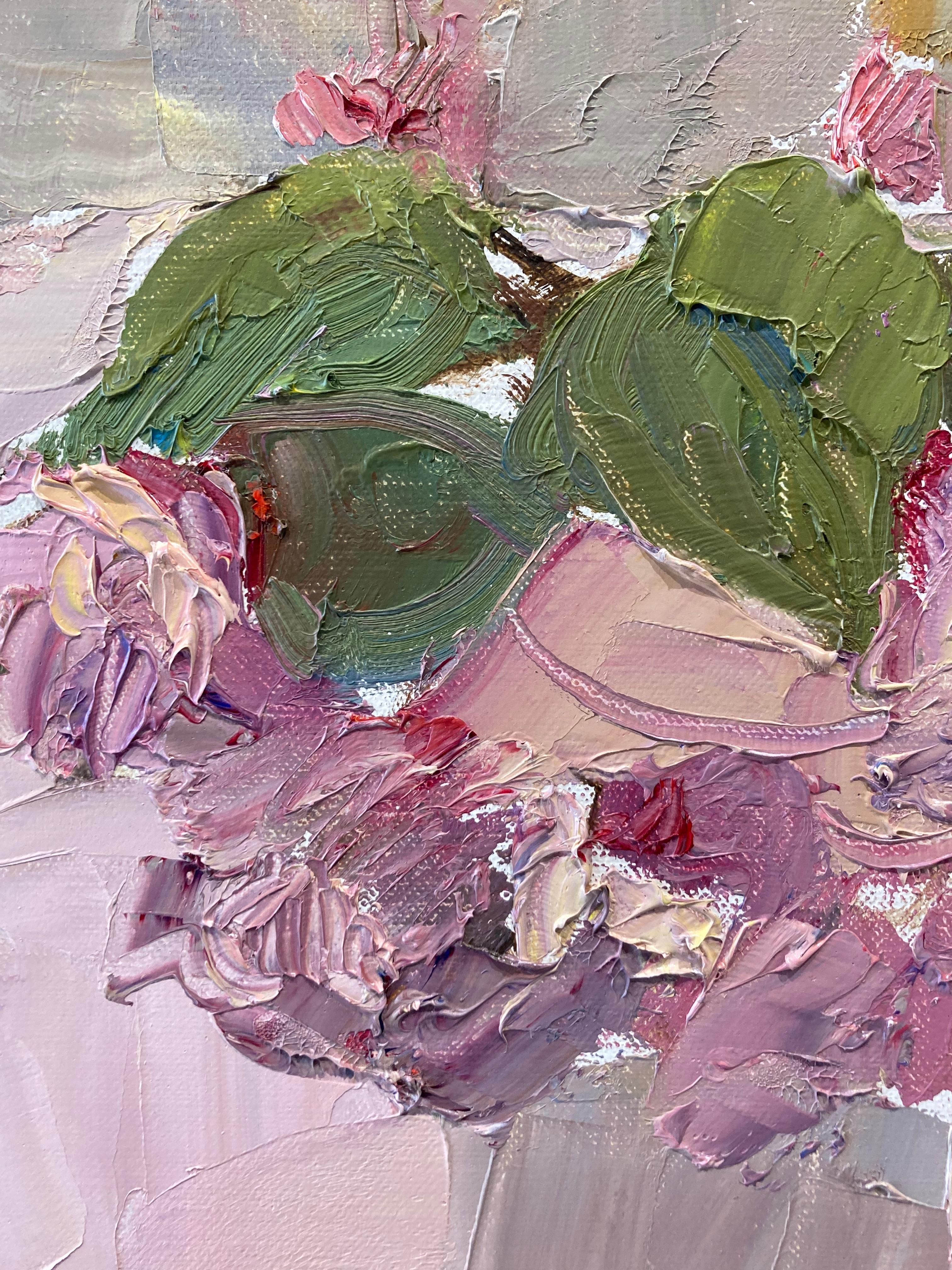 May's Blossoms - Gray Still-Life Painting by Kelly Carmody