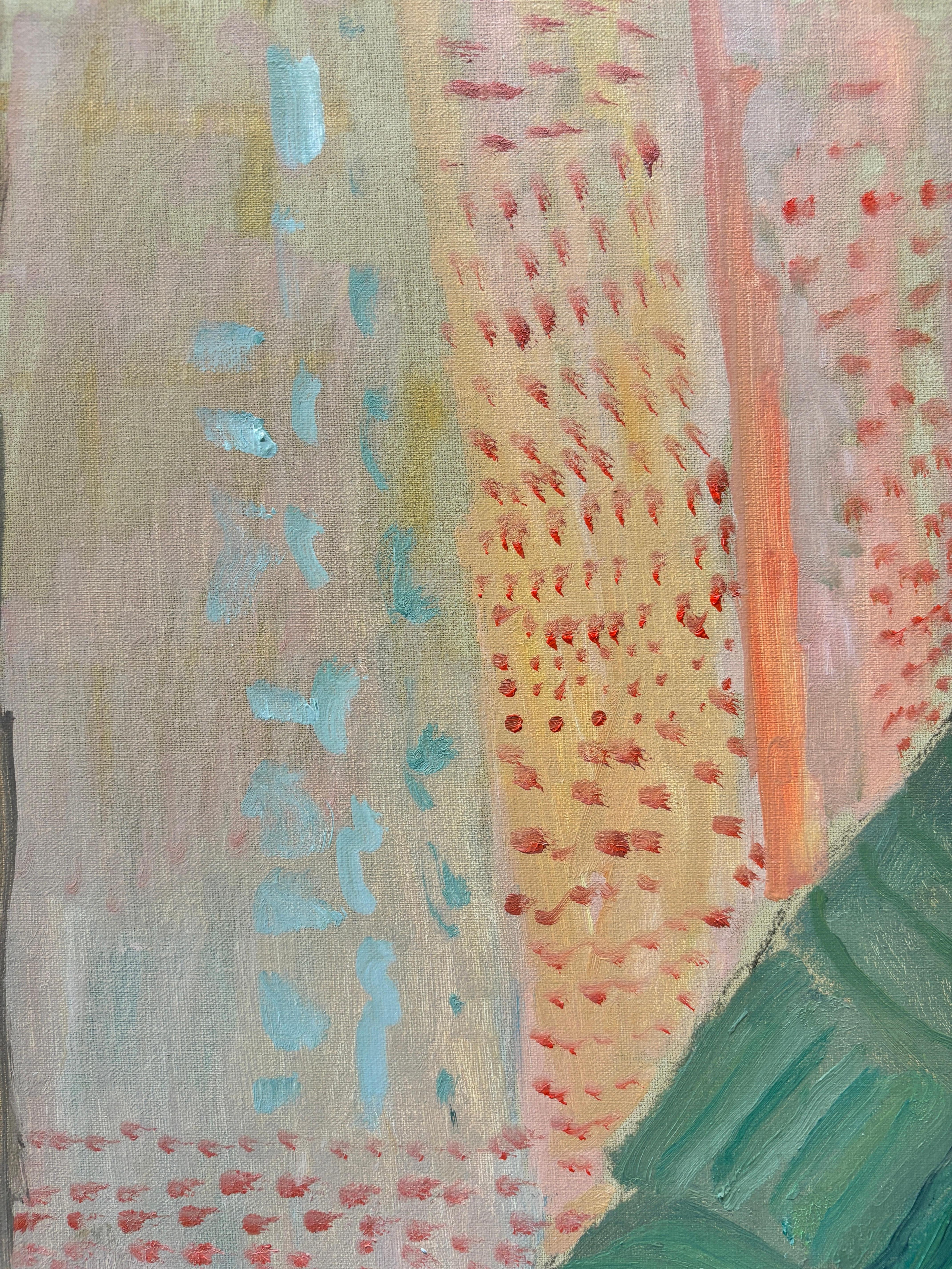 Un dipinto a olio di Kelly Carmody, raffigurante una donna seduta che scrive appunti in un diario.

Incorniciato in una semplice cornice fluttuante da 0,25 pollici in legno d'acero.
Dimensioni incorniciate: 21 x 25 pollici, incorniciato.

Kelly