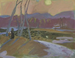 "Painter in the Field" landscape painting of painter in the field