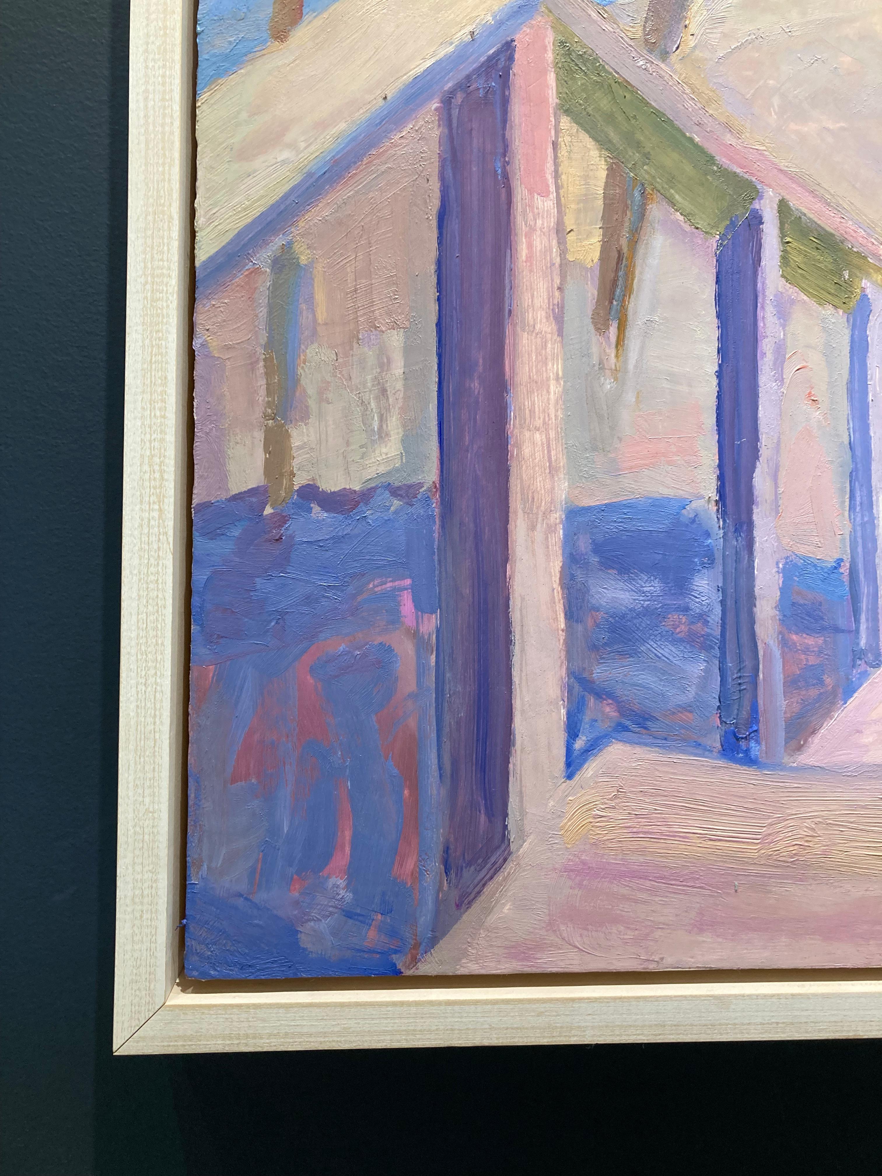 « Stairs, Shelter Island », paysage violet et rose d'escaliers jusqu'à la plage 1