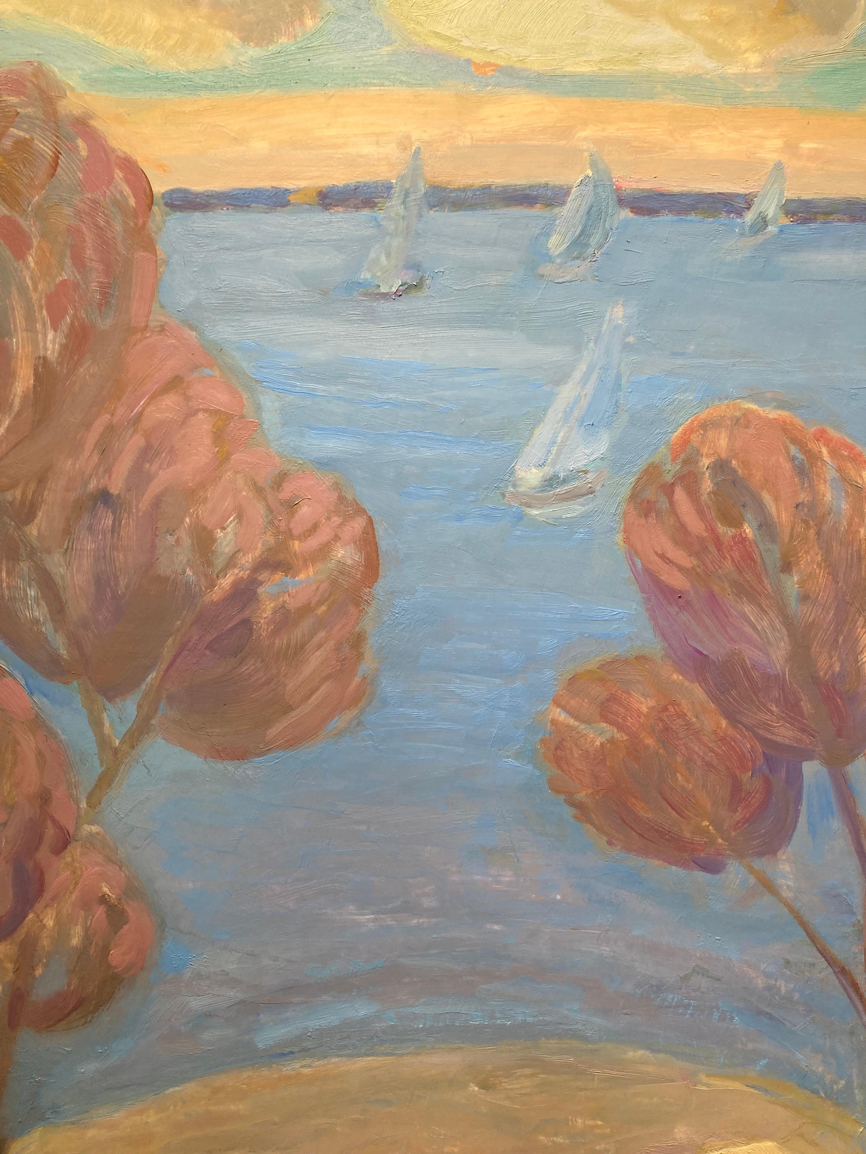 « Stairs, Shelter Island », paysage violet et rose d'escaliers jusqu'à la plage 3