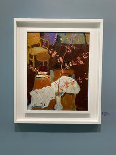 "Wildflower" peinture à l'huile contemporaine, nature morte, intérieur.