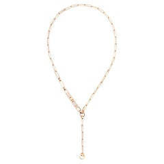 HERMES Kelly Chaine Lariat Necklace Rose Gold NEW