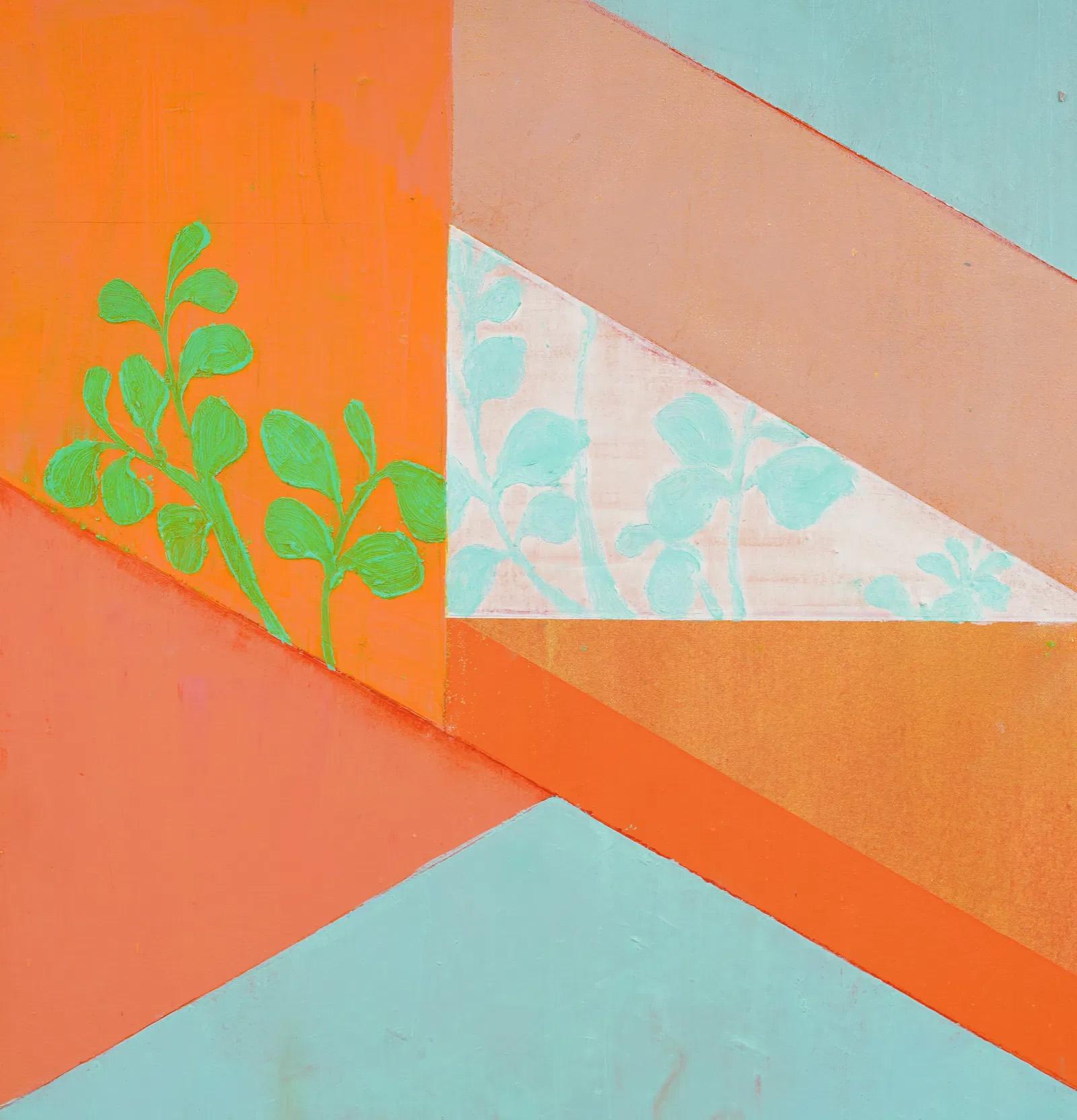 Pittura ad olio contemporanea modernista astratta con fiori, natura morta - Painting Astratto di Kelly Chorpening