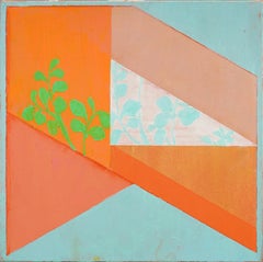 Peinture à l'huile contemporaine moderniste abstraite de nature morte aux fleurs