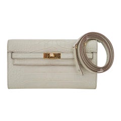 Kelly Classique To Go Wallet Beton Matte Alligator Gold Hardware