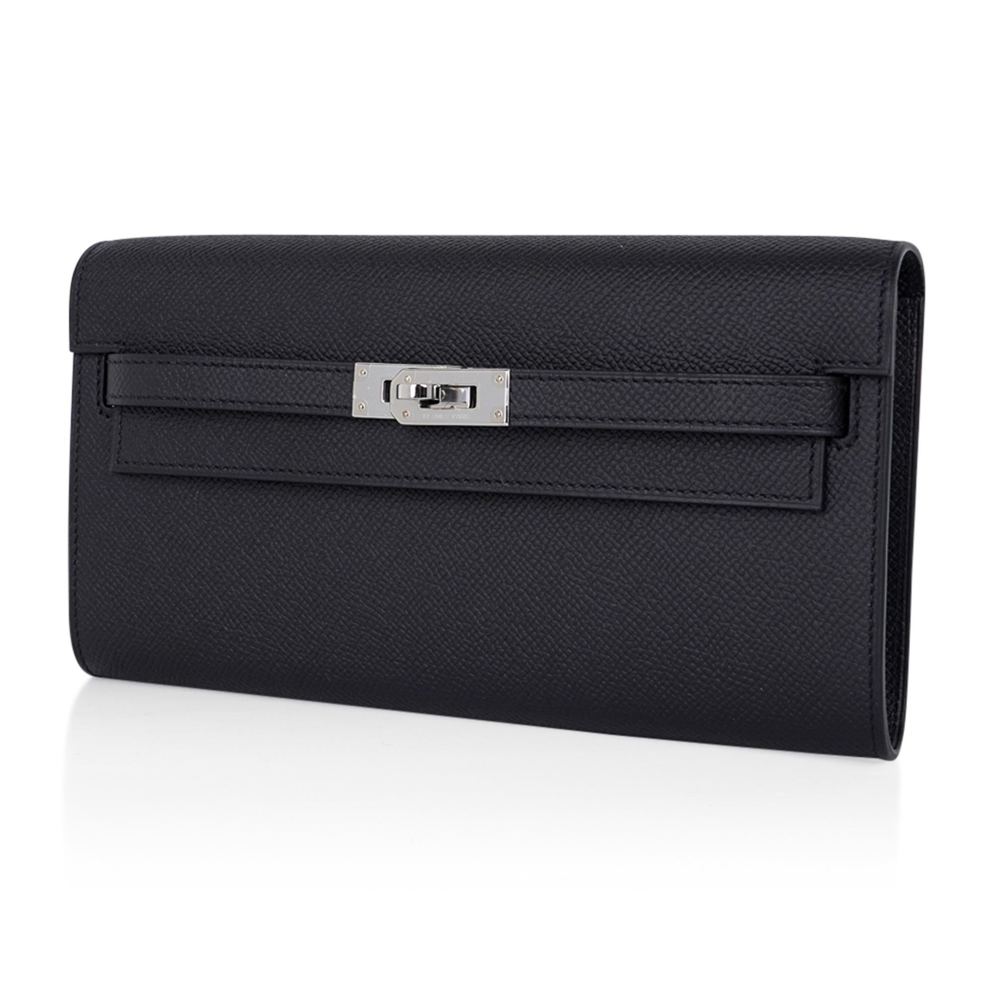 Kelly Classique To Go Wallet Black Epsom Palladium Hardware New w/Box 1