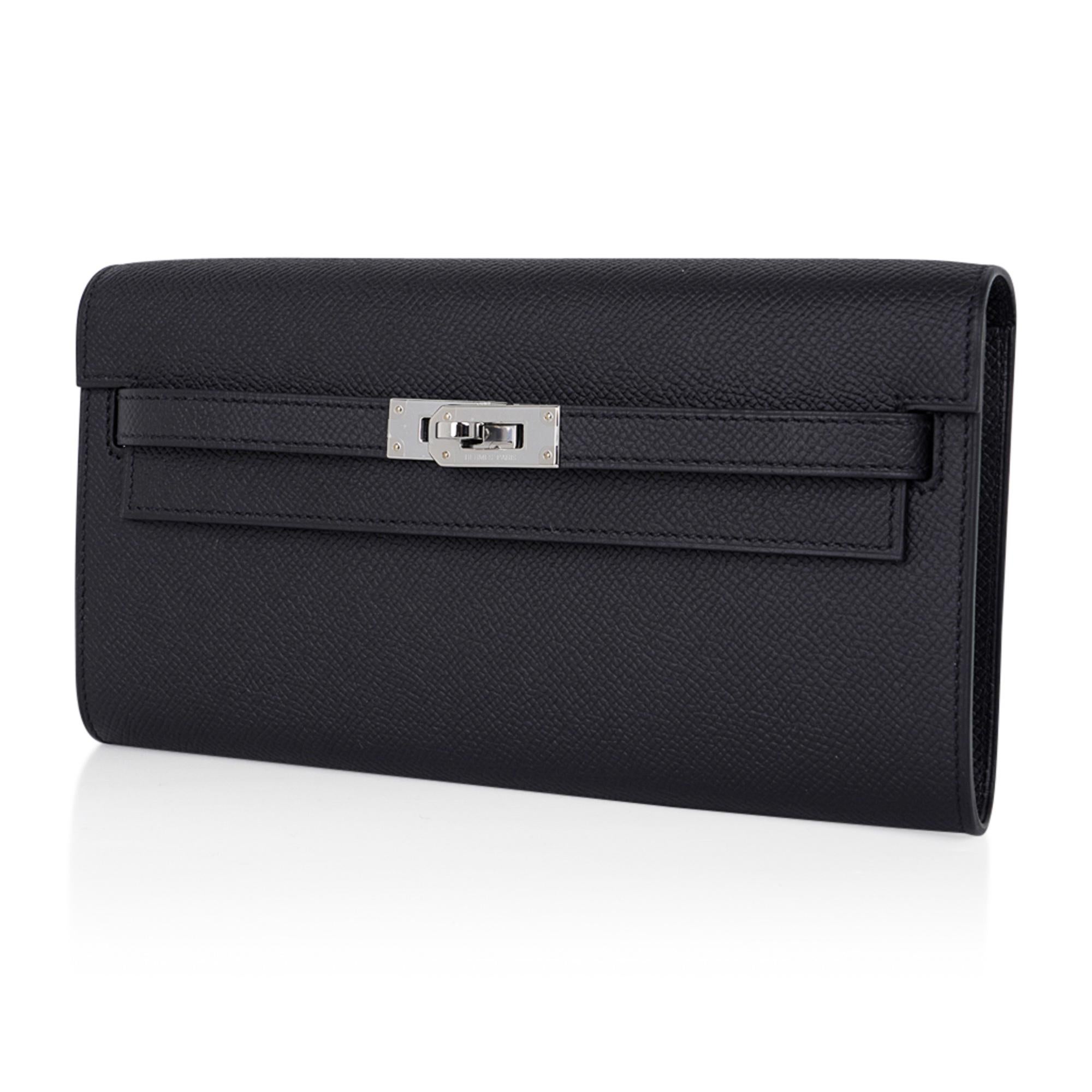 Women's Kelly Classique To Go Wallet Black Epsom Palladium Hardware New w/Box