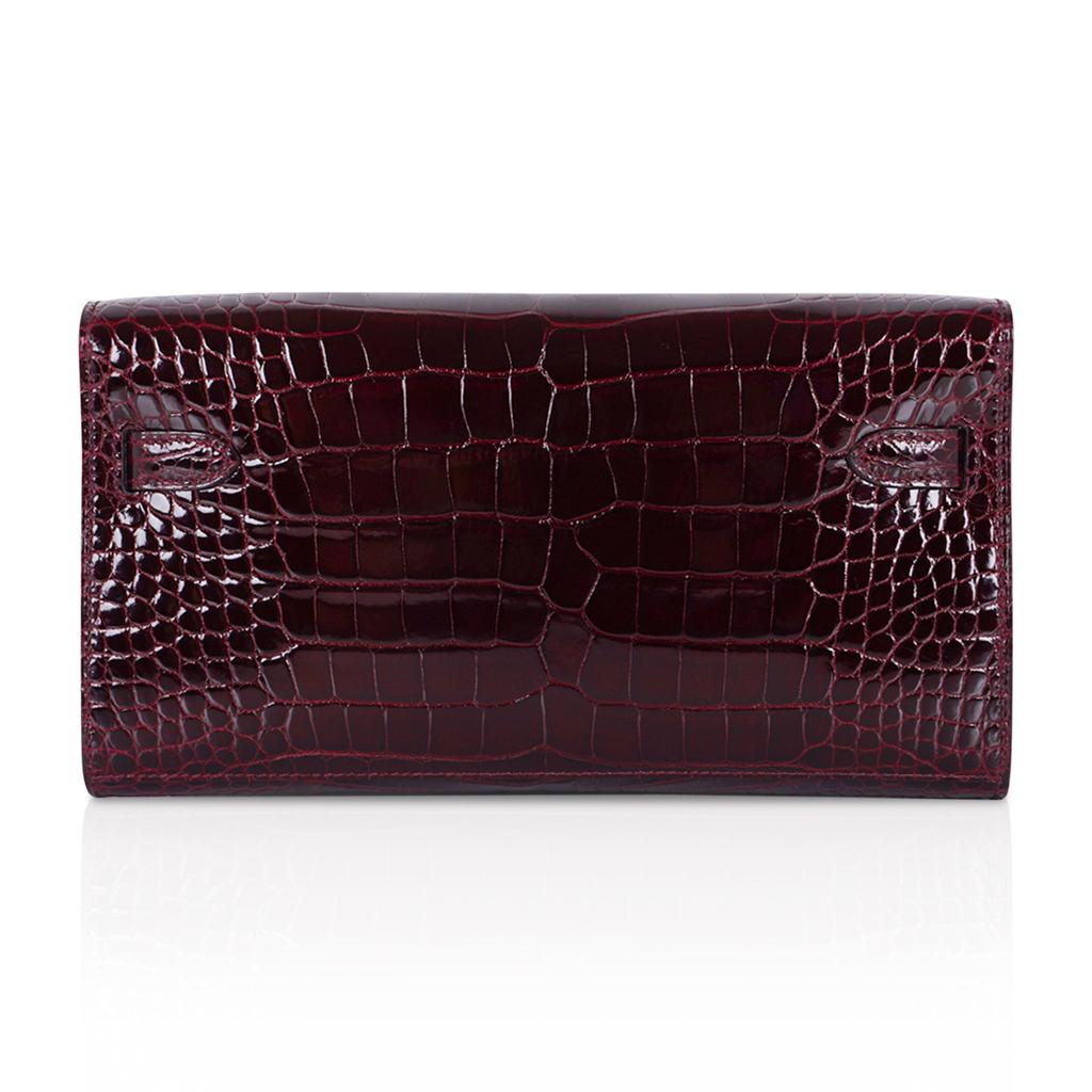 Kelly Classique To Go Wallet Bordeaux Alligator Gold Hardware New w/Box 2