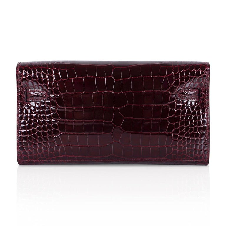 Kelly Classique To Go Wallet Bordeaux Alligator Gold Hardware New w/Box 5
