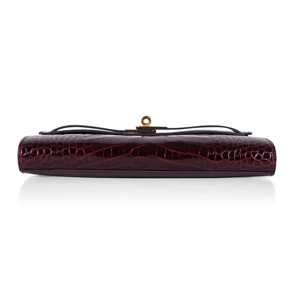 Kelly Classique To Go Wallet Bordeaux Alligator Gold Hardware New w/Box 4