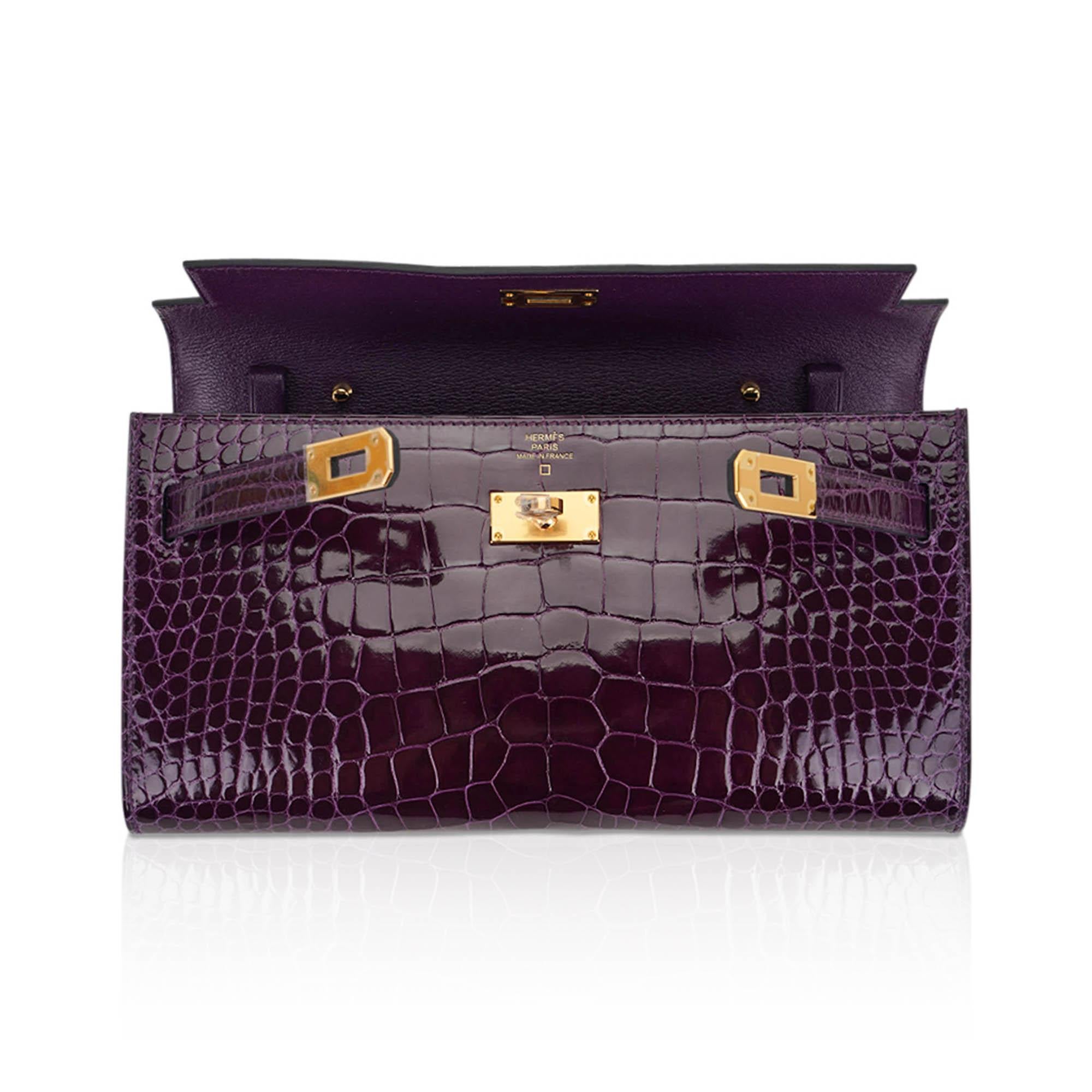 Kelly Classique To Go Wallet Cassis Alligator Gold Hardware For Sale 2