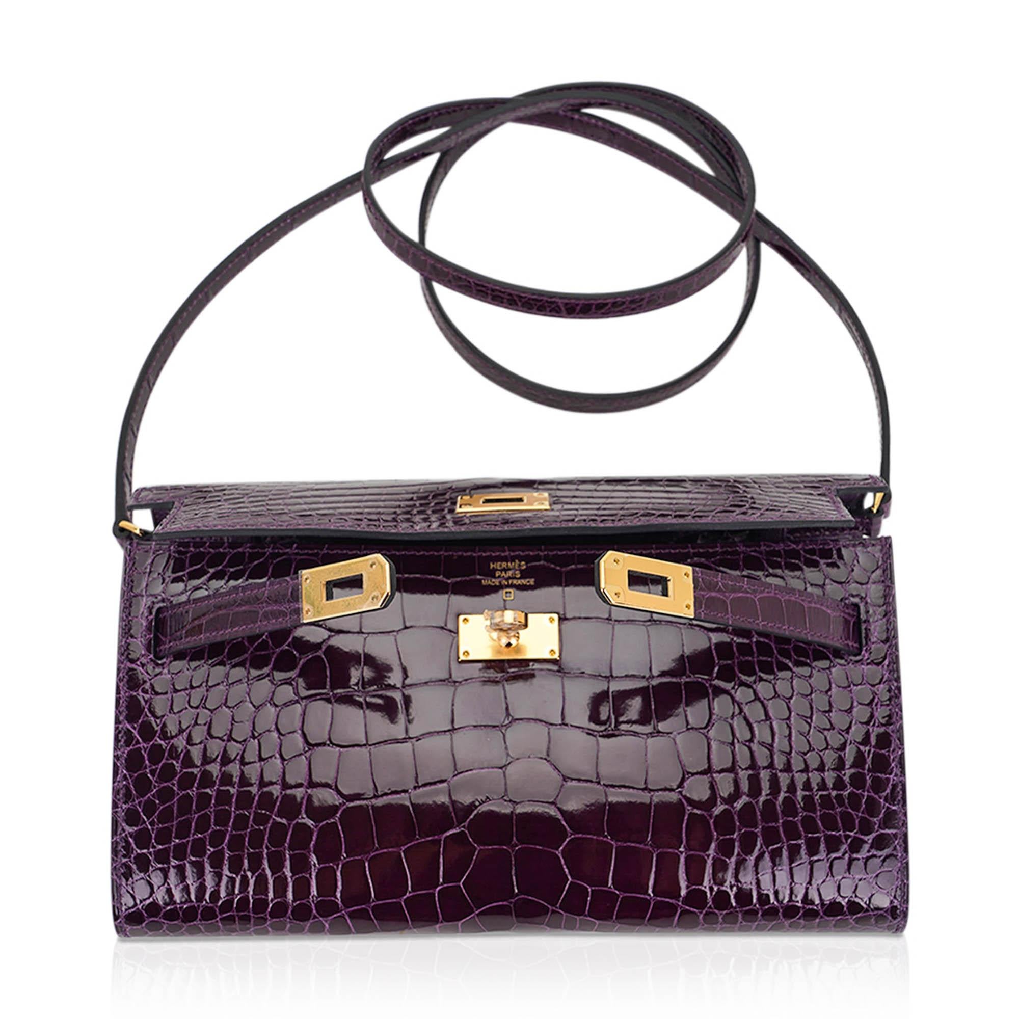 Kelly Classique To Go Wallet Cassis Alligator Gold Hardware For Sale 3