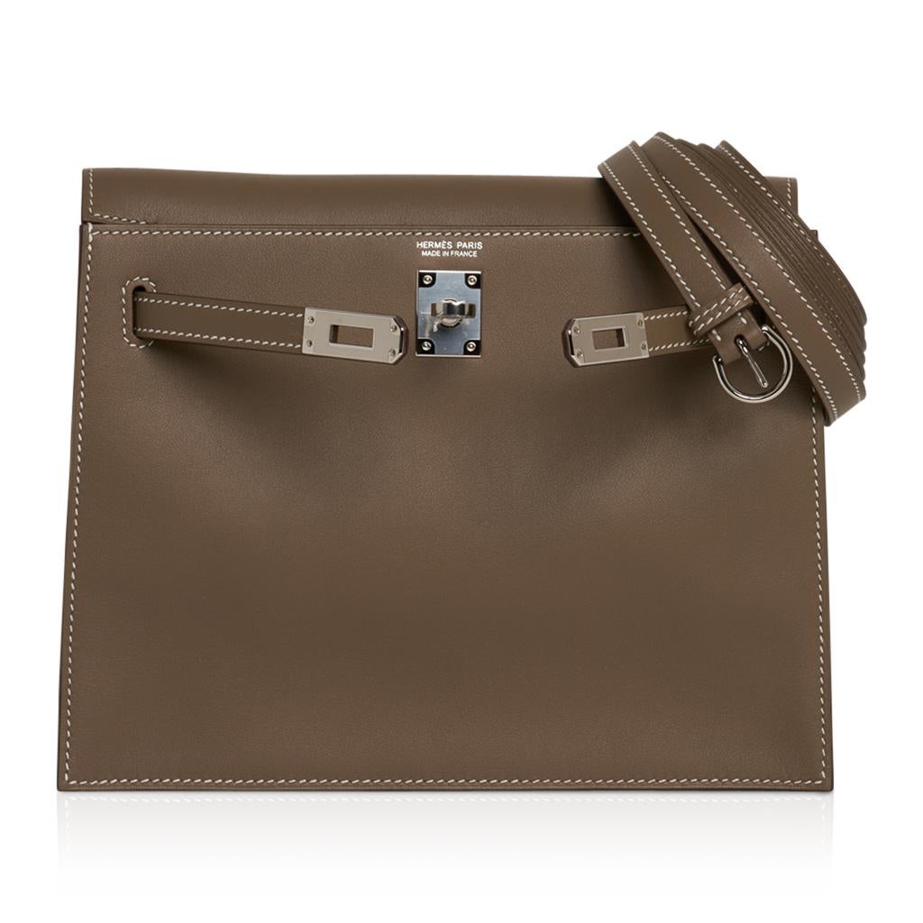 Kelly Danse Etoupe Swift Leder Palladium Hardware Neu w / Box 3