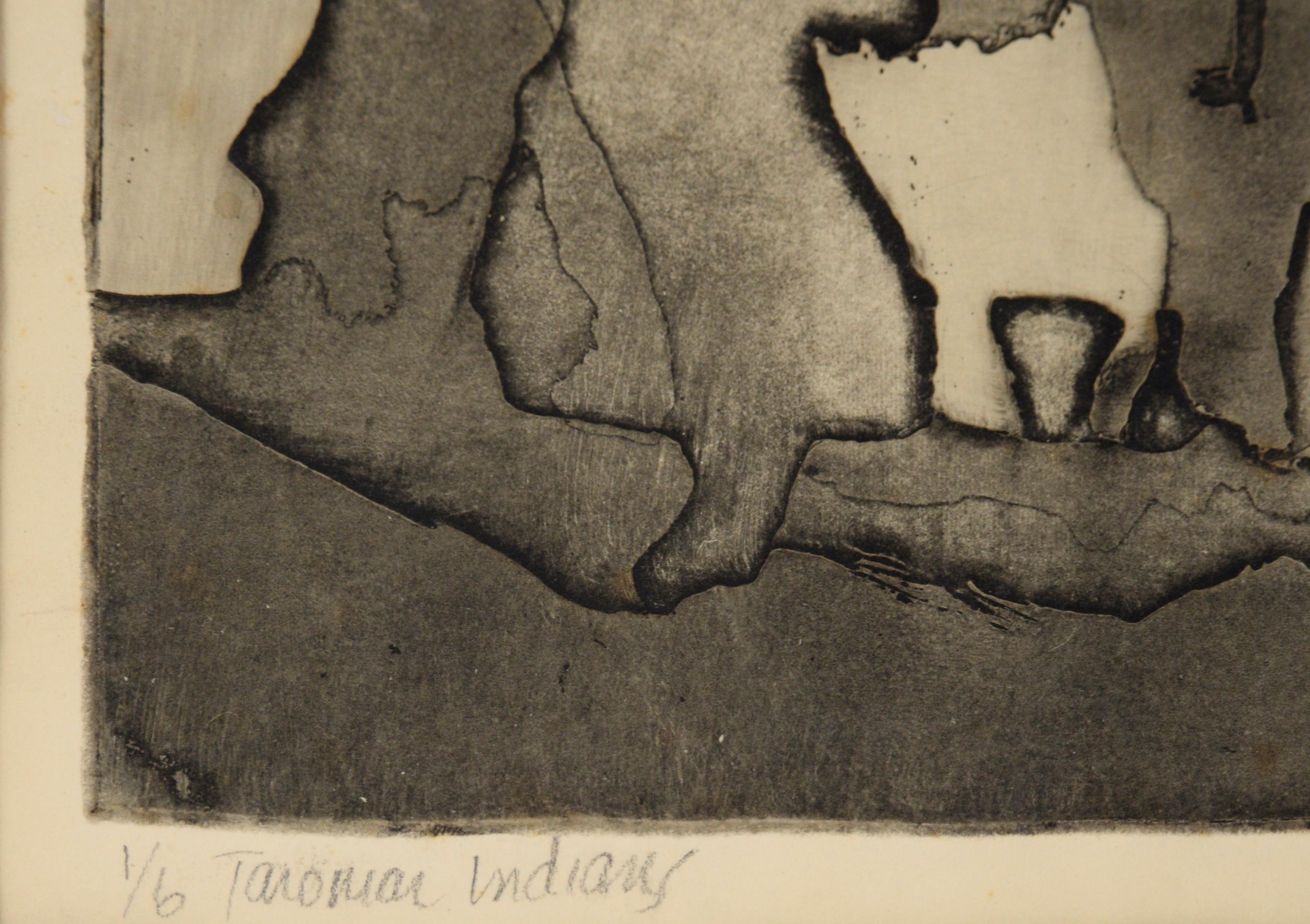 Les Indiens Tarahumara - eau-forte figurative sur papier, 1971 en vente 2