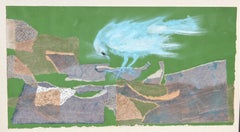 Abstract Blue Bird Mixed Media Collage, 1964