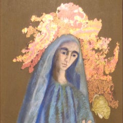 "Saint with Butterflies" Abstract Figurative Impressionist Painting