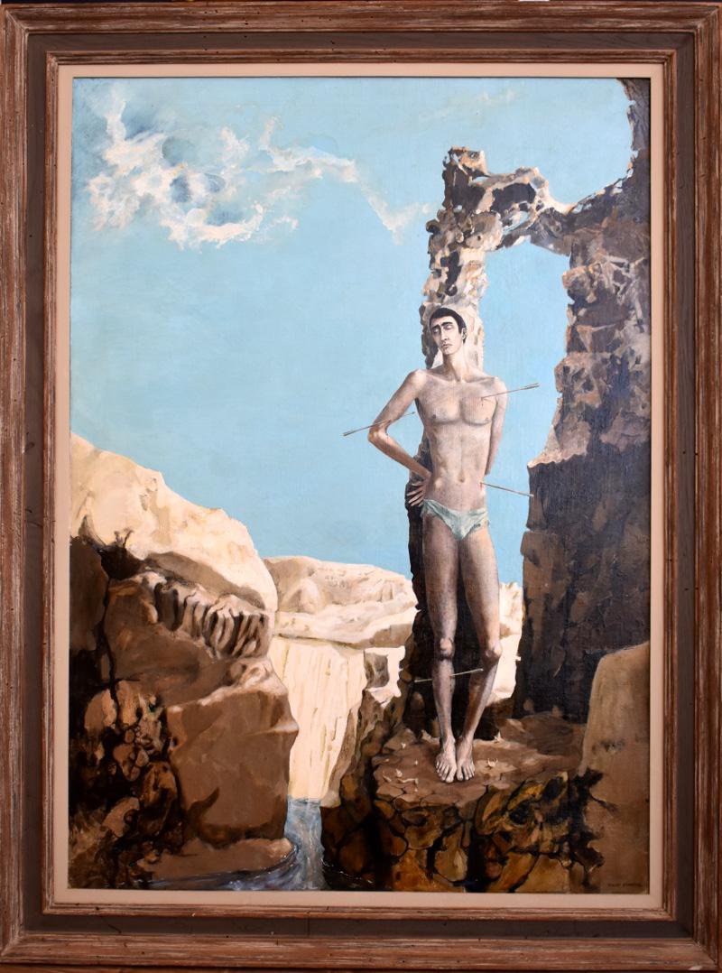 Figurative Painting Kelly Fearing - « San Sebastian »  Superbe grande pièce du milieu du siècle dernier d'Austin, Texas.