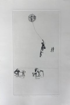 Kelly craignant de boire de l'eau et de flotter avec un cerf-volant 1970