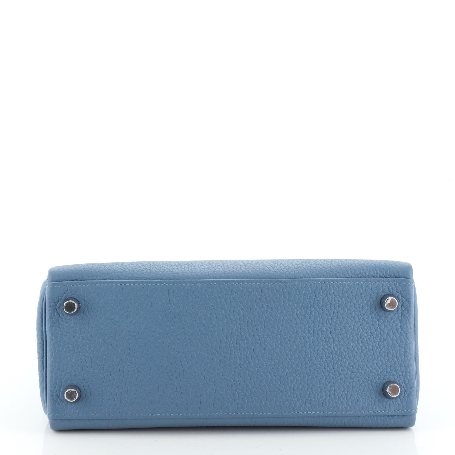 Women's or Men's Kelly Handbag Azur Togo with Palladium Hardware 25