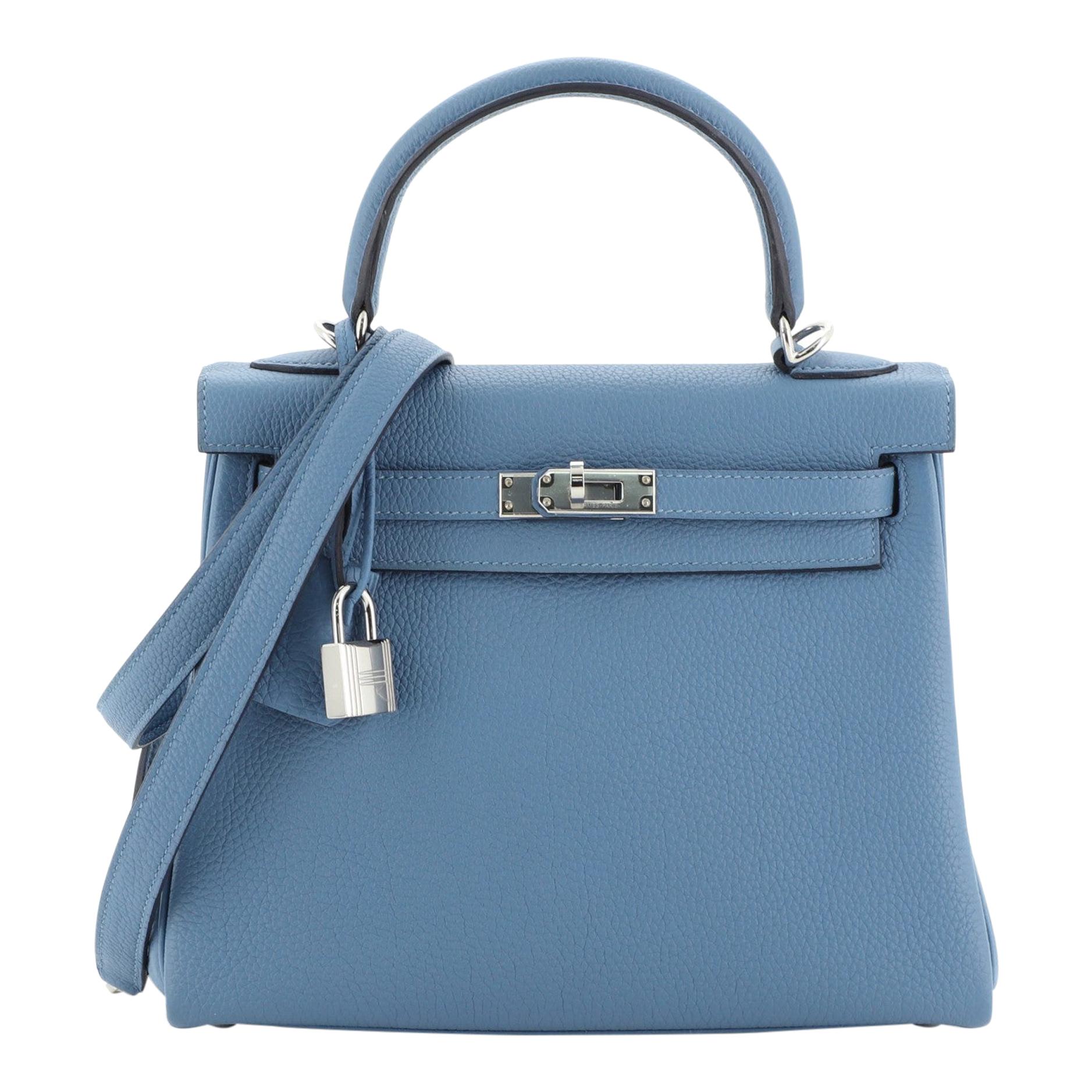 Kelly Handbag Azur Togo with Palladium Hardware 25