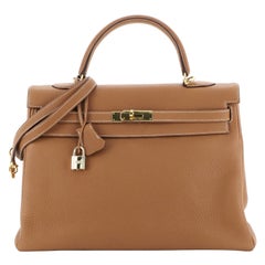 Kelly Handbag Gold Togo with Gold Hardware 35