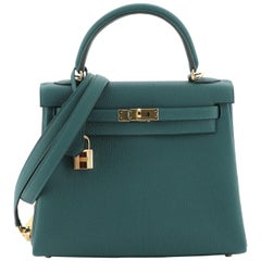 Kelly Handbag Malachite Togo with Gold Hardware 25