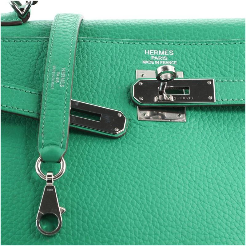 Hermes Kelly Handbag Menthe Clemence with Palladium Hardware 35 5