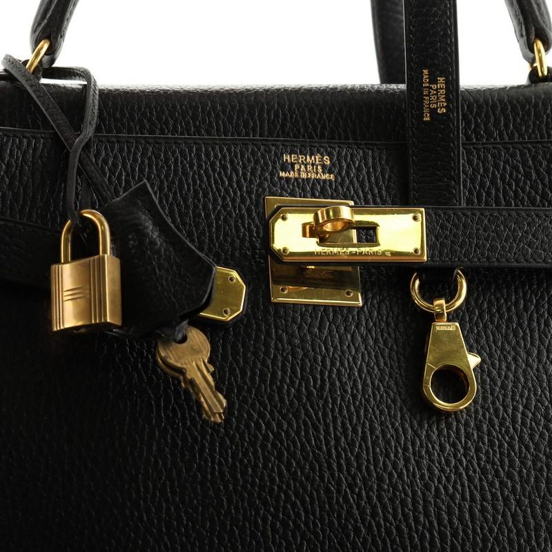 Kelly Handbag Noir Ardennes with Gold Hardware 32 2