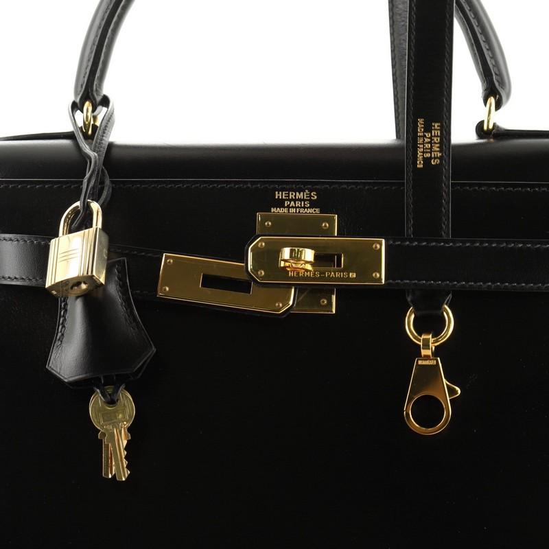 Kelly Handbag Noir Box Calf with Gold Hardware 28 1