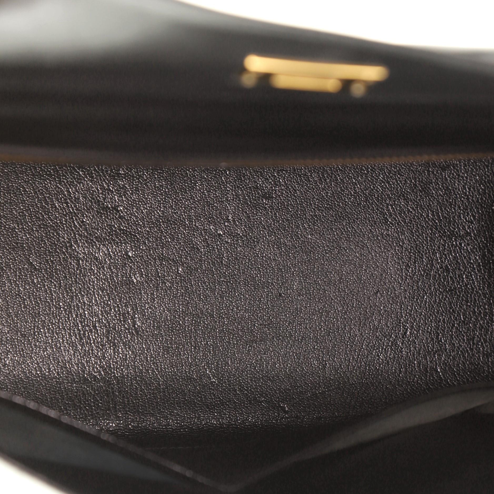Women's or Men's Kelly Handbag Noir Box Calf with Gold Hardware 32