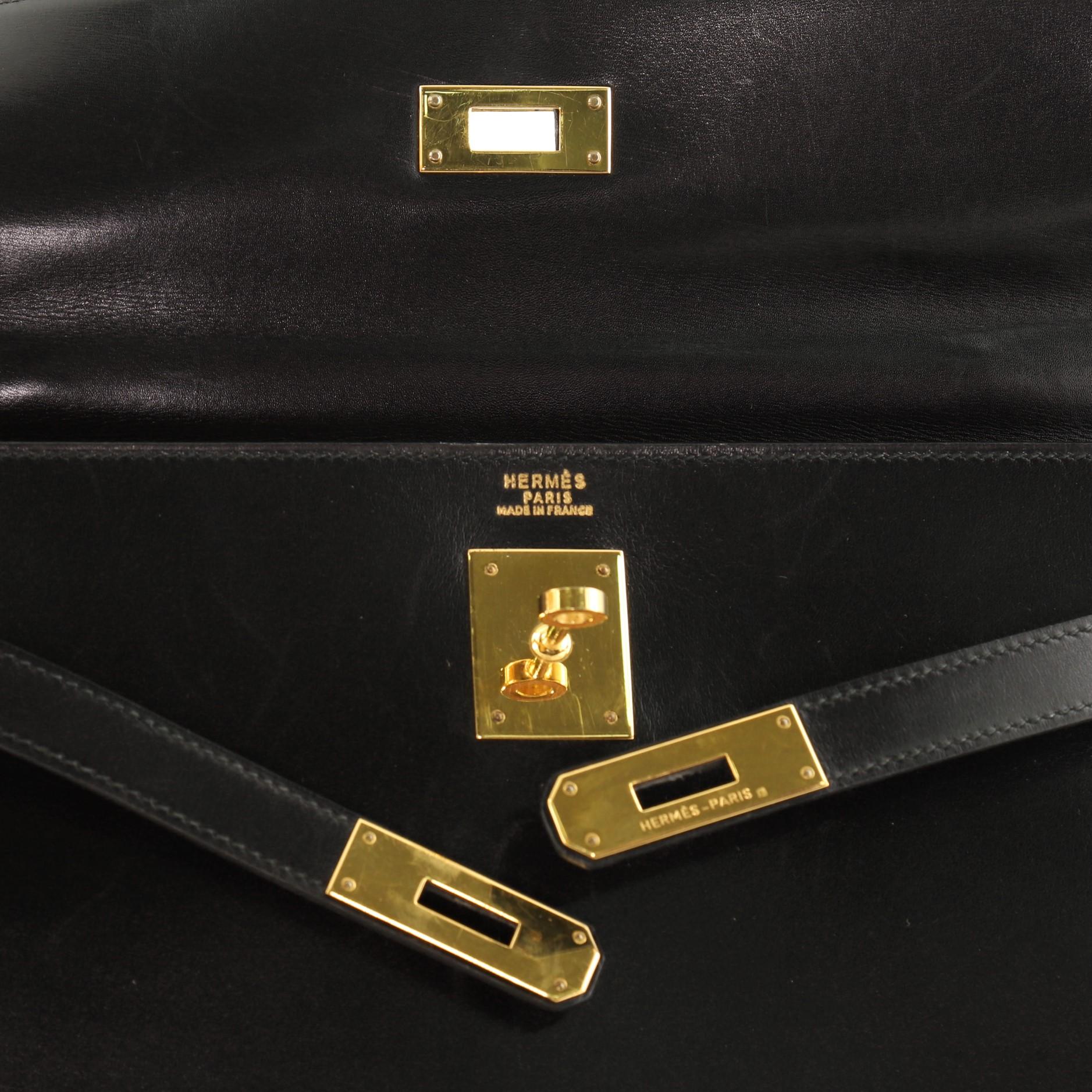 Kelly Handbag Noir Box Calf with Gold Hardware 32 2