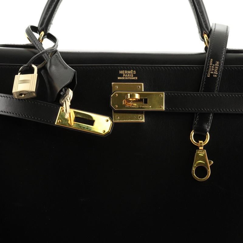 Kelly Handbag Noir Box Calf with Gold Hardware 32 2