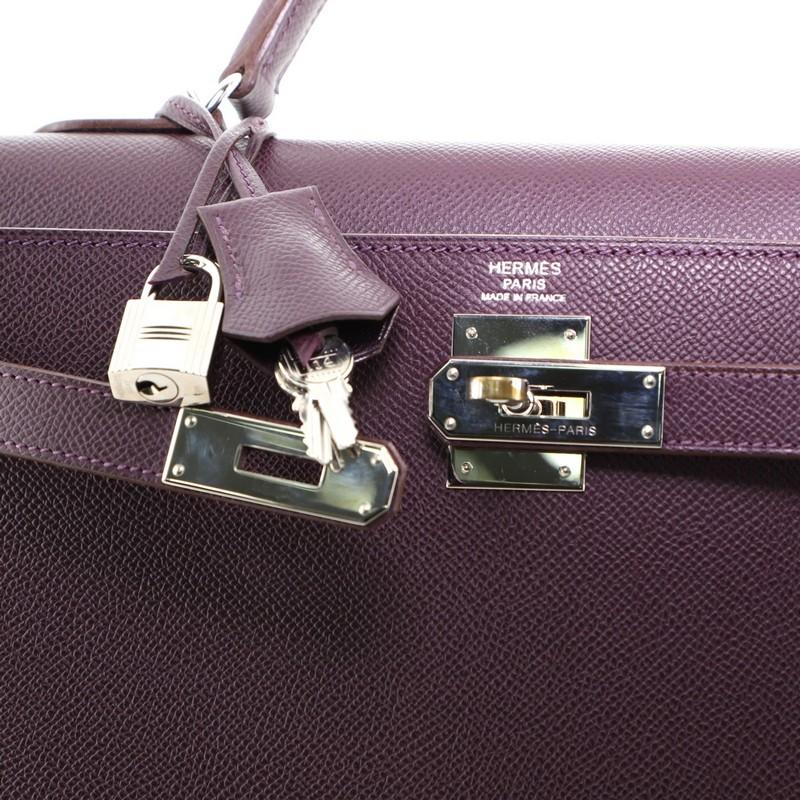  Kelly Handbag Raisin Epsom with Palladium Hardware 32 2