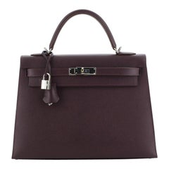  Kelly Handbag Raisin Epsom with Palladium Hardware 32