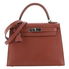 Kelly Handbag Rouge Venetian Epsom with Palladium Hardware 28