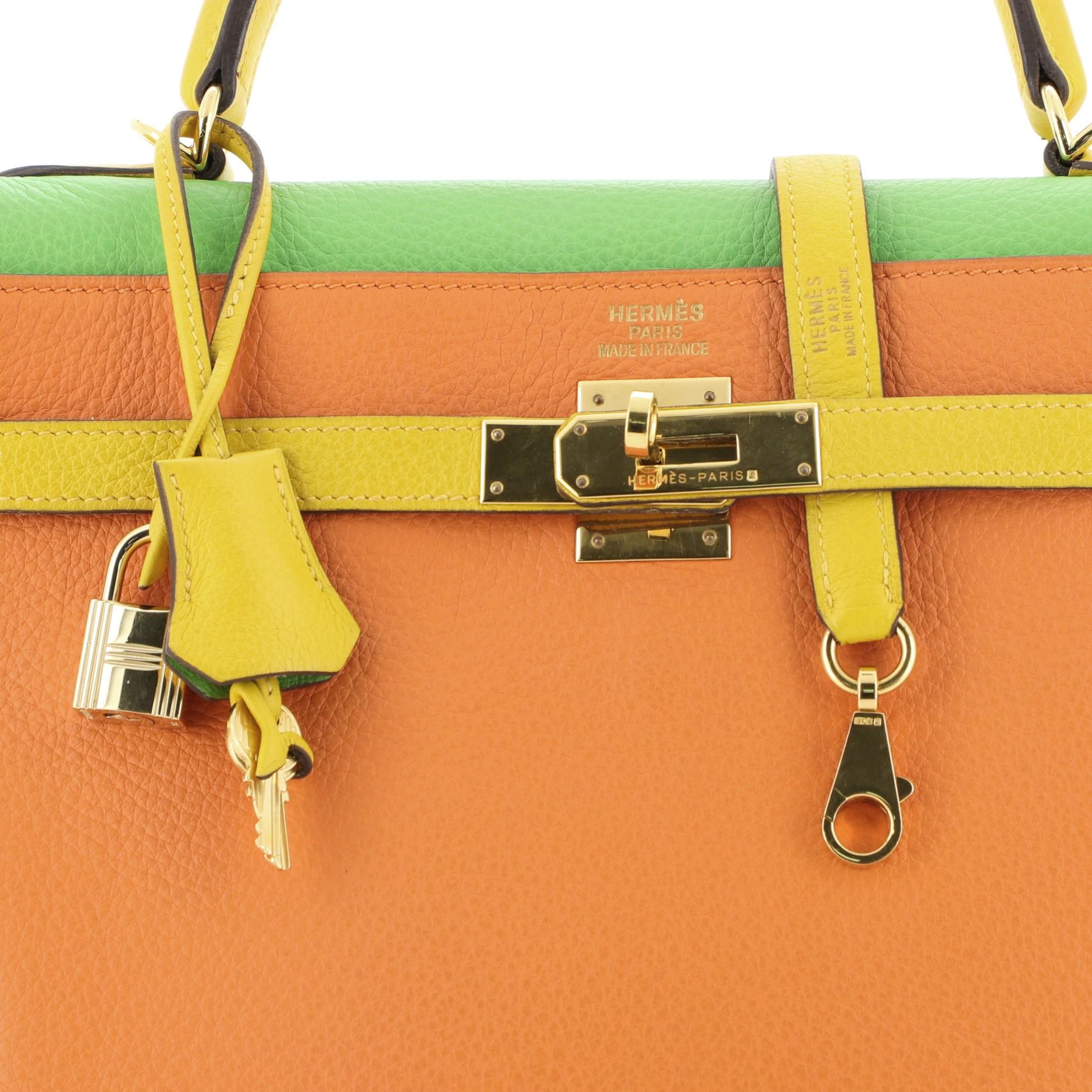 Kelly Handbag Tricolor Clemence with Gold Hardware 35 1