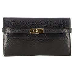 Kelly Hermes Black Lizard Wallet