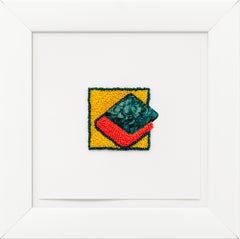 "Plat à friandises"  Élégant collage brodé sur papier avec nœuds français