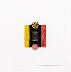 Lickrish Mixed Media Collage and Embroidery Artwork, 6x6\" Piece