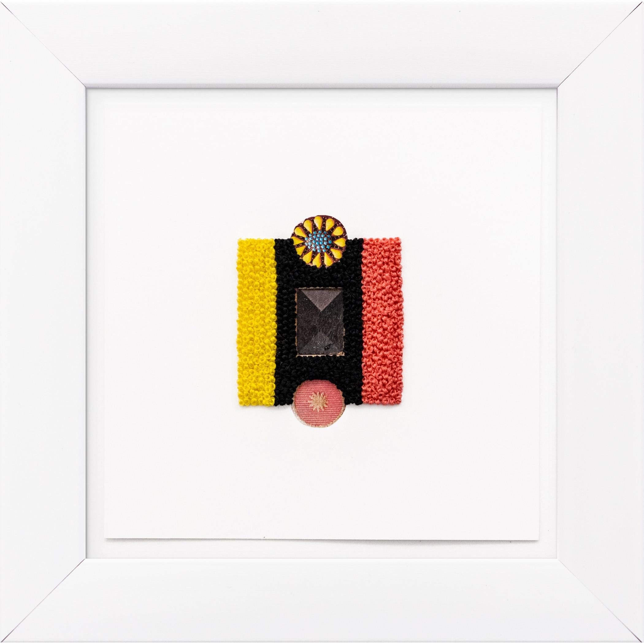 Lickrish Mixed Media Collage und Stickerei Kunstwerk, 6x6" Stück